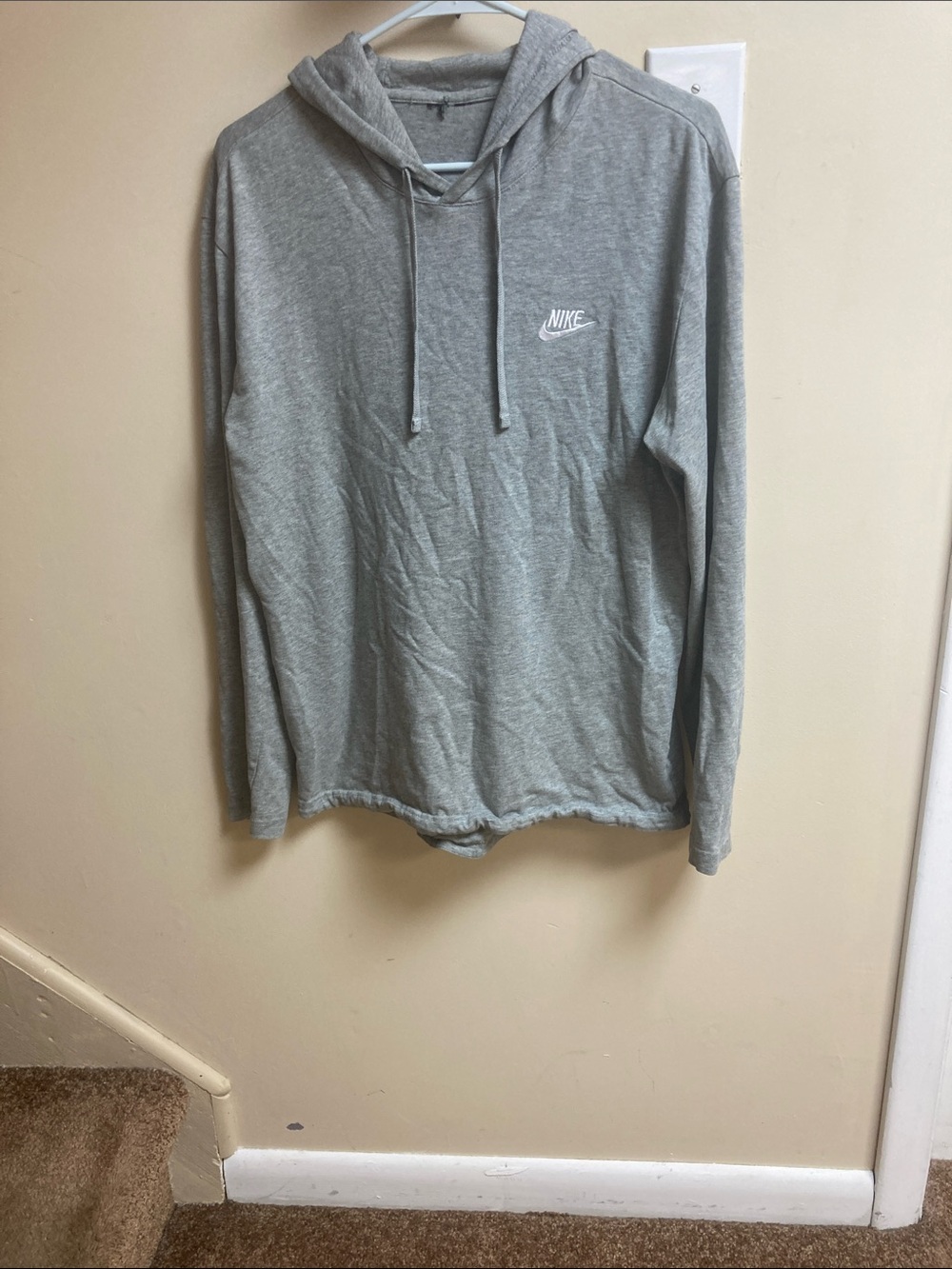 Nike Light Gray Pullover Hoodie with Small Chest Logo